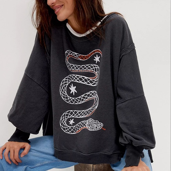 NWOT Free People Graphic Camden Sweatshirt - Picture 4 of 7